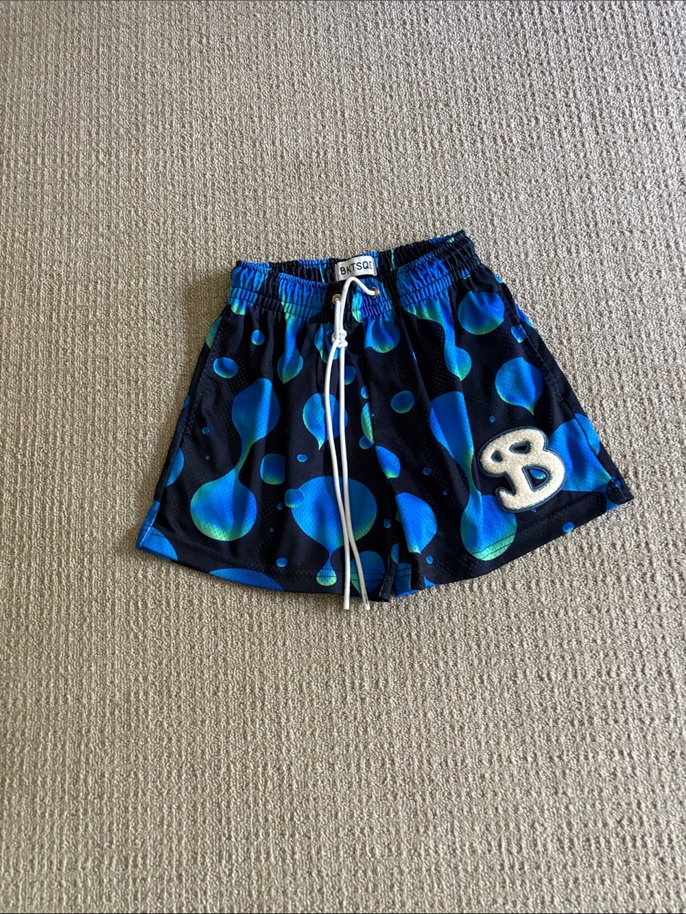 BKTSQD Blue Drop-Print Athletic Shorts with Drawstring